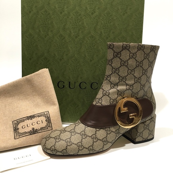 GUCCI BLONDIE GG SUPREME BOOTS / METAL LOGO -WOMEN’S US 8.5 -NEW - Picture 2 of 12